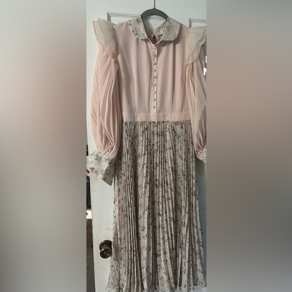 Ivy City Co Pink Floral Midi Dress